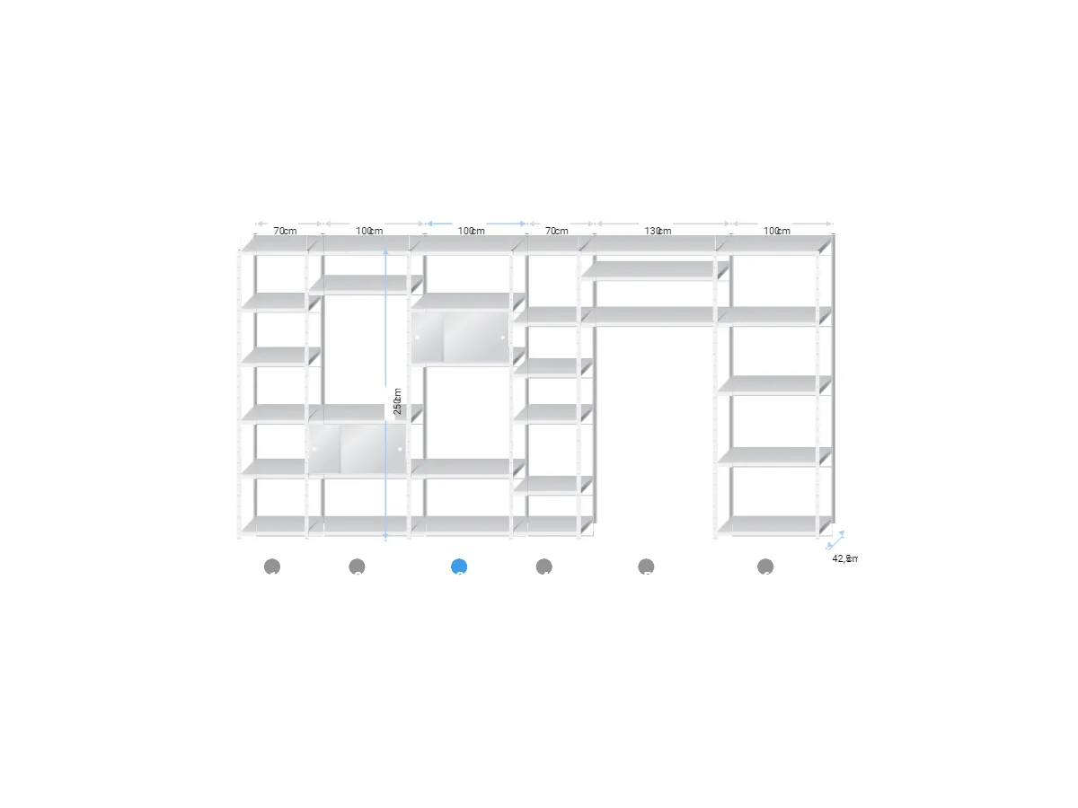 Roomdivider zwart metaal | 250x575x40cm | 2 Zwarte schuifdeuren