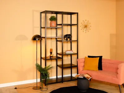 Wandkast zwart | 200x115x30cm | 11 legborden