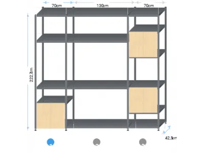 Stellingkast zwart | 220x275x40cm | 15 legborden+draaideuren