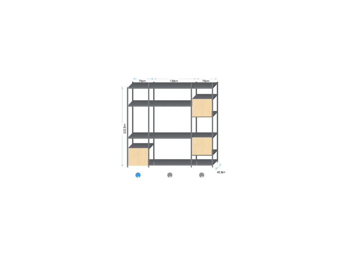 Stellingkast zwart | 220x275x40cm | 15 legborden+draaideuren
