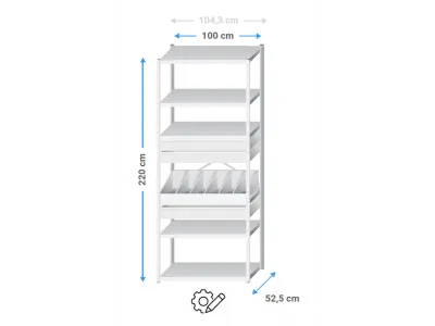 Voorraadkast met maximale opslag voor de klainste plekjes incl. lades en vakverdeelsets..png