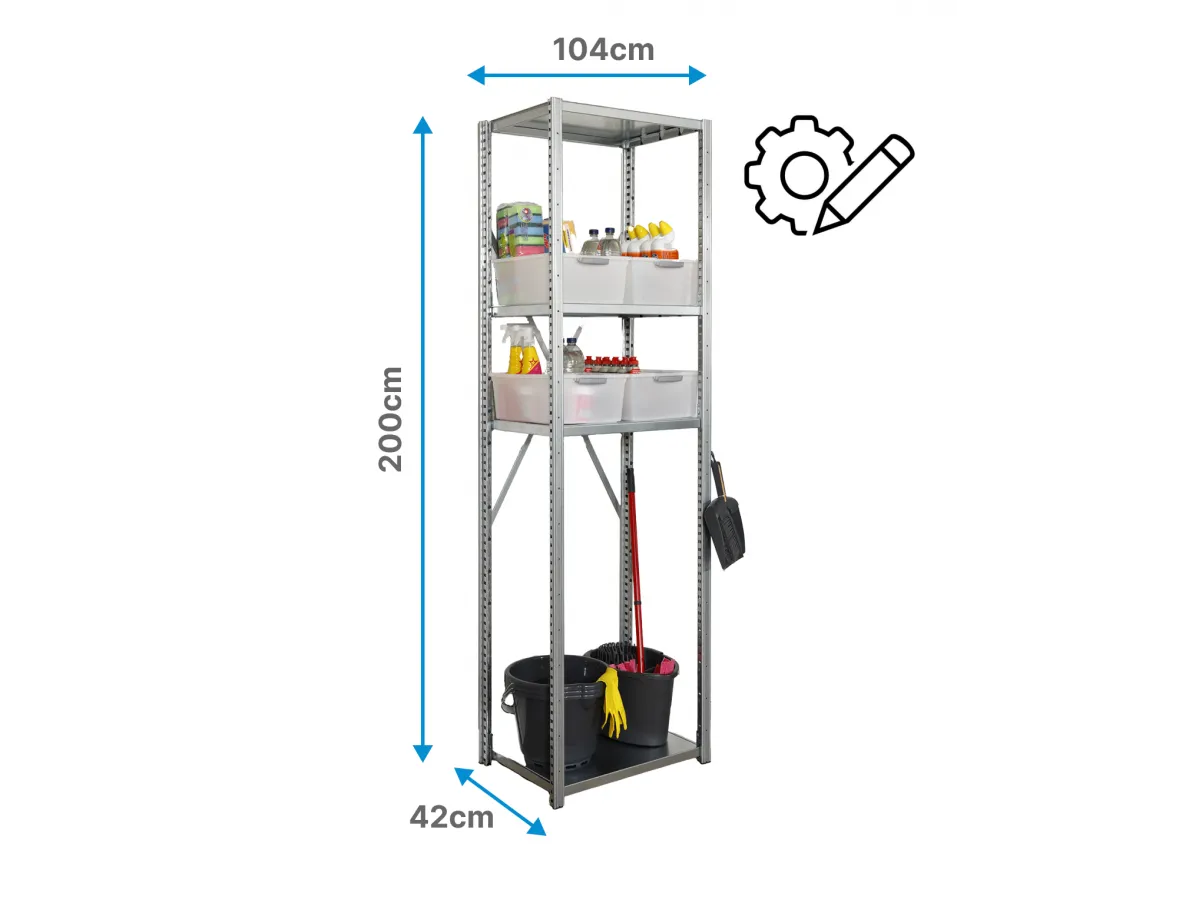 Stellingkast smal 200cm(H)x74(B)x30(D)cm - opslagrek voor kleine ruimtes - ideaal voor kleine ruimtes zoals trappenkast, bijkeuk