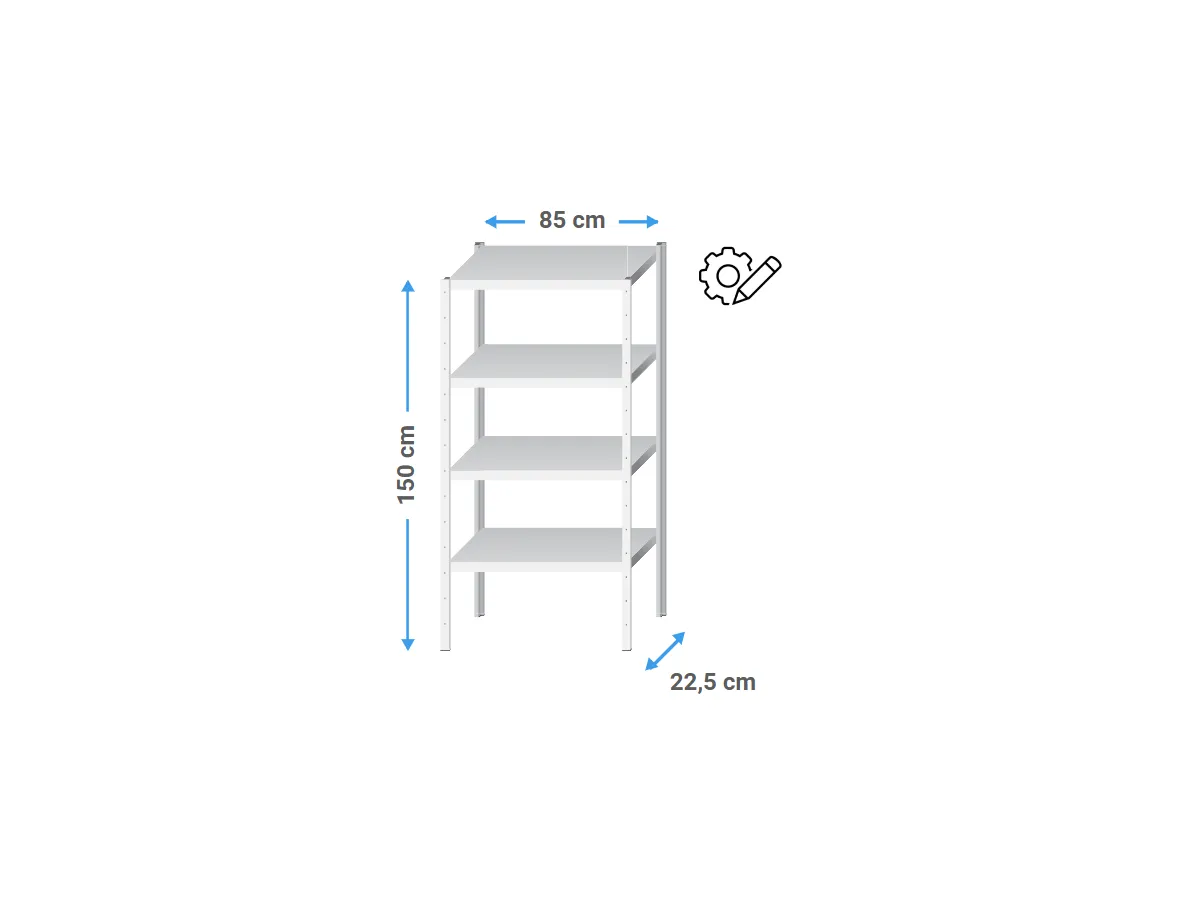 Stellingkast 89cm breed en 150cm hoog | Compact & modulair rek voor smalle ruimtes