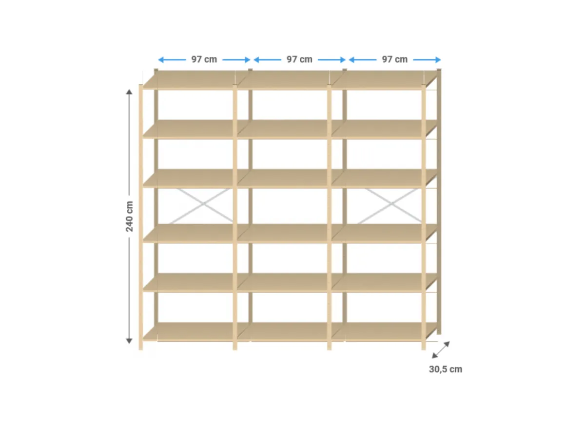 Kantoorkast metaal | 250x205x30cm | 14 legborden