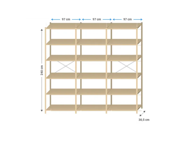Kantoorkast metaal | 250x205x30cm | 14 legborden