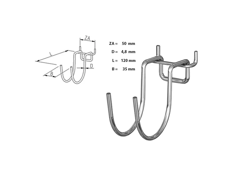 Inhanghaak halfrond dubbel 12cm