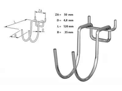 Inhanghaak halfrond dubbel 12cm