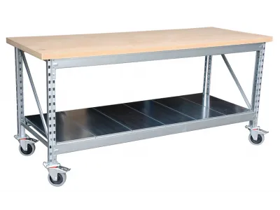 Werkbank verrijdbaar 195x75cm (één onderblad)
