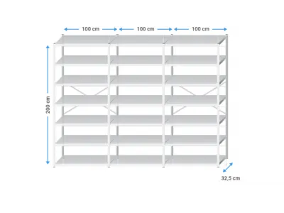 Archiefkast metaal | 200x305x30cm | 21 legborden