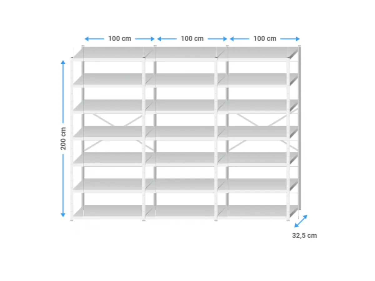 Archiefkast metaal | 200x305x30cm | 21 legborden
