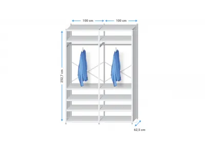 Inloopkast metaal | 250x205x60cm | 12 legborden