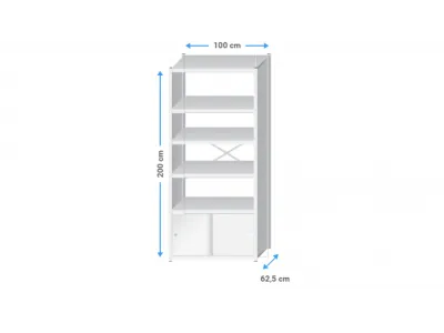 Wandkast metaal | 200x105x60cm | 6 legborden+schuifdeur
