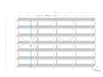 Archiefkast metaal | 200x405x30cm | 28 legborden