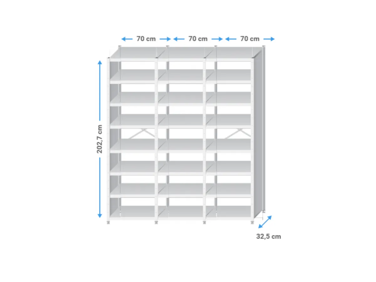 Boekenkast metaal | 200x215x30cm | 24 legborden+zijwanden