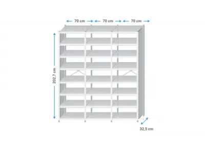 Boekenkast metaal | 200x215x30cm | 24 legborden+zijwanden