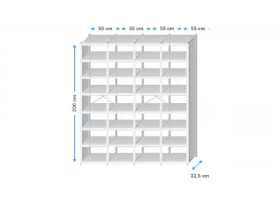 Boekenkast metaal | 200x225x30cm | 32 legborden+zijwanden